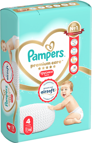 Подгузники-трусики PAMPERS Premium Care Pants Maxi 4 9–15кг, 38шт, детальное фото