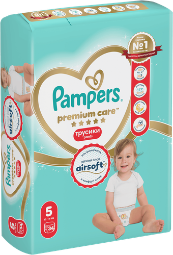 Подгузники-трусики PAMPERS Premium Care Pants Junior 5 12–17кг, 34шт, вид