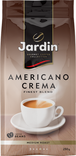 Кофе зерновой JARDIN Americano Crema жареный, 250г, крупный план