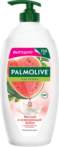 Гель-крем для душа PALMOLIVE Натурэль Мягкий и освежающий Арбуз с увлажняющим молочком, 750мл, детальное фото