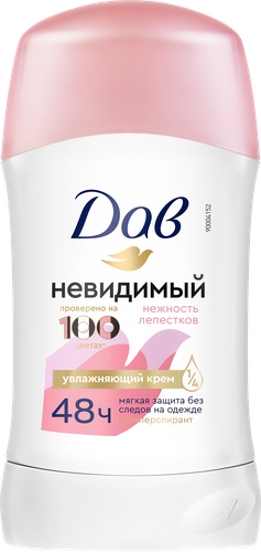 Дезодорант-стик женский ДАВ Невидимый Нежность лепестков, 40мл, крупный план