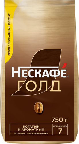 Кофе растворимый с добавлением молотого НЕСКАФЕ Голд натуральный сублимированный, 750г, фотография