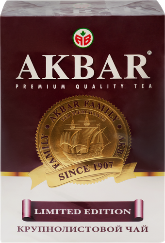 Чай черный AKBAR Limited Edition байховый, листовой, 200г, крупный план
