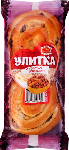 Улитка ЧЕРЕМУШКИ с кремом и изюмом, 2x50г, крупный план