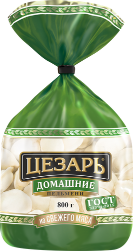 Пельмени ЦЕЗАРЬ Домашние, категория В, ГОСТ, 800г, крупный план