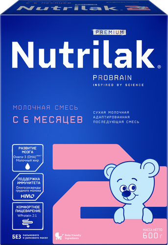 Смесь молочная NUTRILAK Premium 2, с 6 месяцев, 600г, картинка