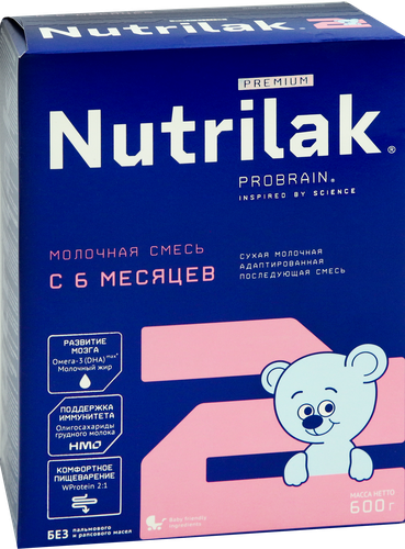 Смесь молочная NUTRILAK Premium 2, с 6 месяцев, 600г, крупный план