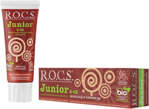 Зубная паста детская R.O.C.S. Junior Шоколад и карамель, 74г, картинка