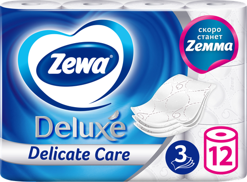 Бумага туалетная ZEWA Deluxe без аромата 3-слоя, 12шт, детальное фото