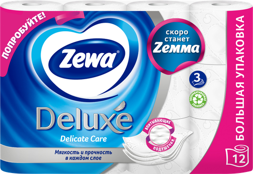 Бумага туалетная ZEWA Deluxe без аромата 3-слоя, 12шт, фотография
