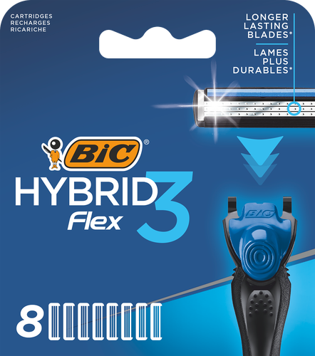 Кассеты для бритья BIC Flex 3 Hybrid, 8шт, крупный план