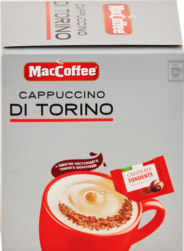 Напиток кофейный растворимый MACCOFFEE Cappuccino di Torino с шоколадной крошкой, 10пак, вид