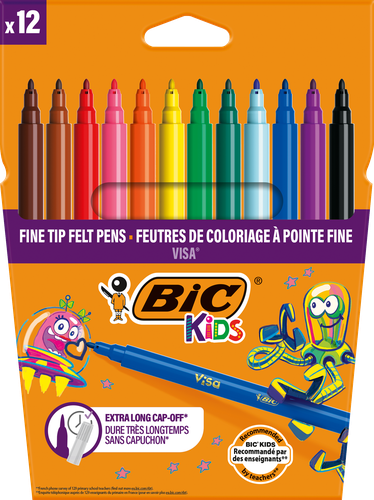 Фломастеры цветные BIC Kids Visa, 12шт, фото