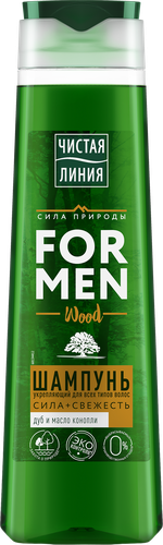 Шампунь для волос мужской ЧИСТАЯ ЛИНИЯ For men Энергия и сила, укрепляющий, 400мл, фотография