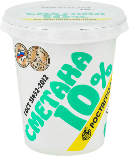 Сметана РОСТАГРОЭКСПОРТ 10%, без змж, 320г, фото