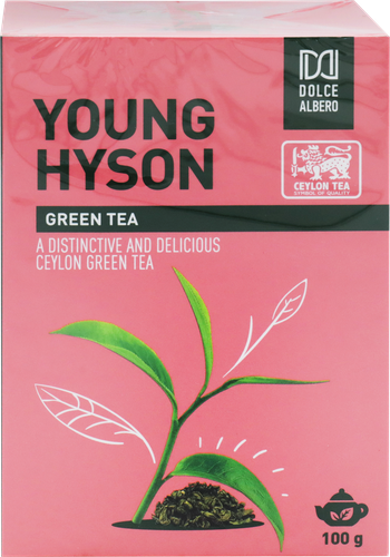 Чай зеленый DOLCE ALBERO Young Hyson, листовой, 100г, крупный план