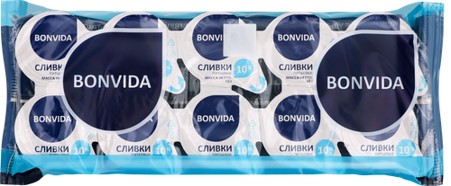 Сливки стерилизованные BONVIDA 10% порционные, без змж, 10x10г, детальное фото