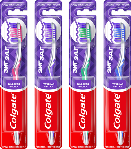 Зубная щетка COLGATE Зиг Заг многофункциональная, средней жесткости, крупный план