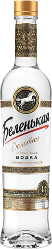Водка БЕЛЕНЬКАЯ Золотая на спирте альфа, 40%, 0.5л, вид