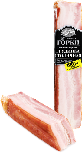 Грудинка копчено-вареная БЛИЖНИЕ ГОРКИ Столичная, 350г, детальное фото