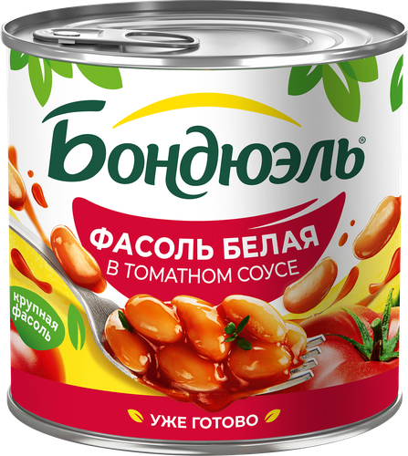 Фасоль белая БОНДЮЭЛЬ в томатном соусе, 425мл, изображение