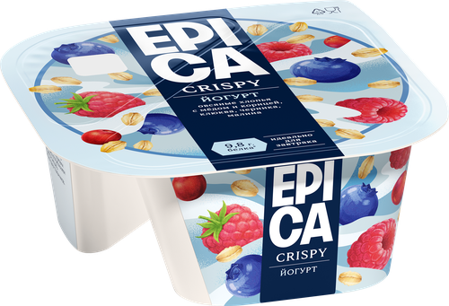 Йогурт EPICA Crispy Мюсли и сушеные ягоды 6,5%, без змж, 138г, изображение