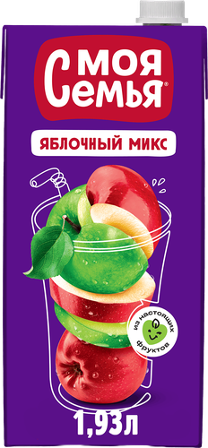 Напиток сокосодержащий МОЯ СЕМЬЯ Яблочный микс, 1.93л, фото