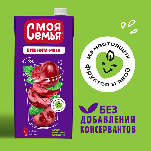 Напиток сокосодержащий МОЯ СЕМЬЯ Вишнята-Мята, 1.93л, вид