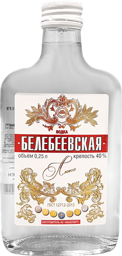 Водка БЕЛЕБЕЕВСКАЯ Люкс 40%, 0.25л