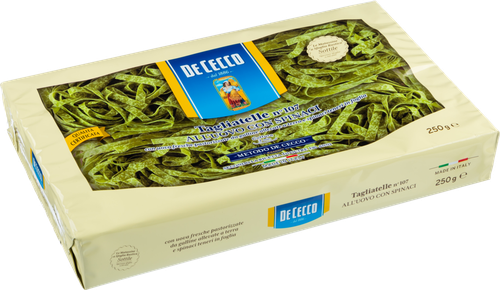 Макароны DE CECCO Tagliatelle №107 яичные со шпинатом, 250г, вид