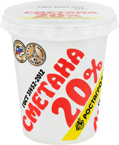 Сметана РОСТАГРОЭКСПОРТ 20%, без змж, 320г, картинка