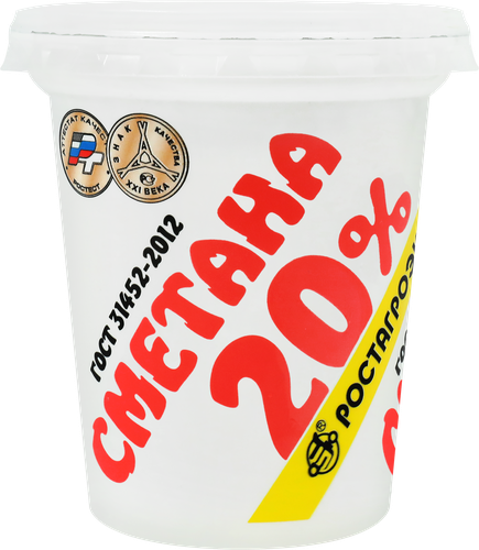 Сметана РОСТАГРОЭКСПОРТ 20%, без змж, 320г, детальное фото