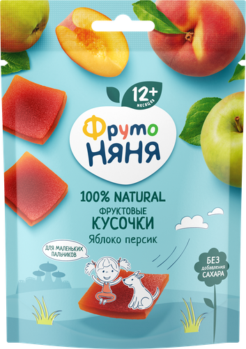 Фруктовые кусочки ФРУТОНЯНЯ Яблоко-персик, с 12 месяцев, 10шт, фотография