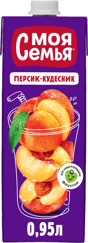 Напиток сокосодержащий МОЯ СЕМЬЯ Персик-Кудесник из груш, яблок и персиков, 0.95л, фотография
