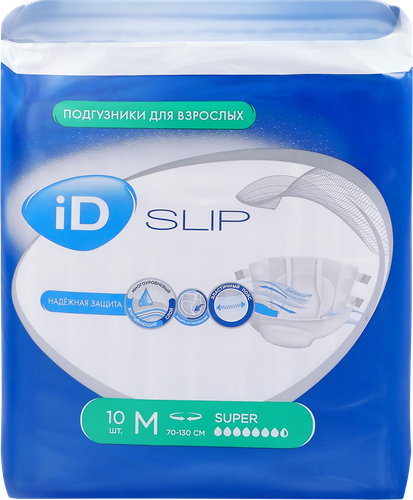 Подгузники для взрослых ID Slip М, 10шт, крупный план