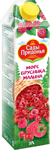 Морс САДЫ ПРИДОНЬЯ Брусника, малина, 1л, крупный план