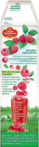 Морс САДЫ ПРИДОНЬЯ Брусника, малина, 1л, изображение