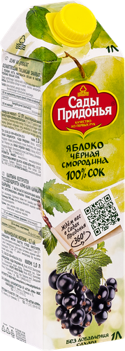 Сок САДЫ ПРИДОНЬЯ Яблоко, черная смородина осветленный восстановленный, 1л, изображение