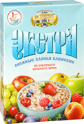 Хлопья овсяные КЛИНСКИЕ Экстра №3, 400г, вид