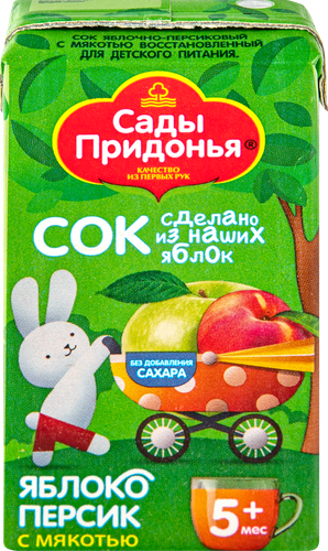 Сок САДЫ ПРИДОНЬЯ Яблоко, персик, с 5 месяцев, 125мл, фото