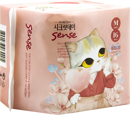 Прокладки SECRETDAY Sense Medium ультратонкие, дышащие, 24,5см 100%  хлопок, 16шт, детальное фото