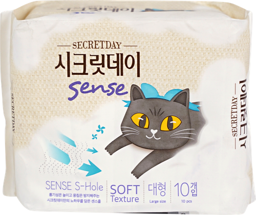 Прокладки SECRETDAY Sense Large ультратонкие, дышащие, 28см 100% хлопок, 10шт, крупный план