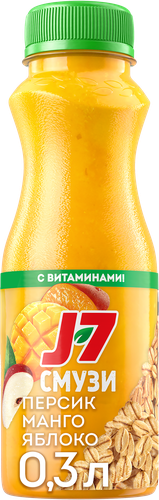 Продукт питьевой J7 Смузи Манго-персик-яблоко с овсяными хлопьями,  300мл, фото