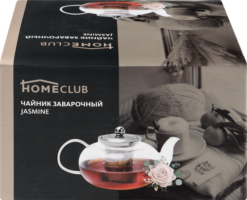 Чайник заварочный HOMECLUB Jasmine боросиликатное стекло, нержавеющая сталь Арт. G-MK1880, детальное фото