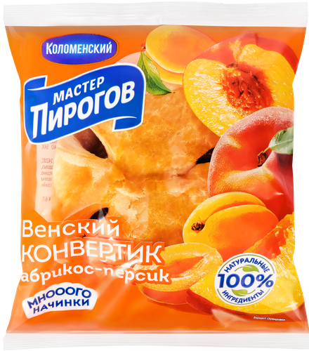 Конвертик слоеный МАСТЕР ПИРОГОВ Венский с абрикосово-персиковой начинкой, 70г, картинка