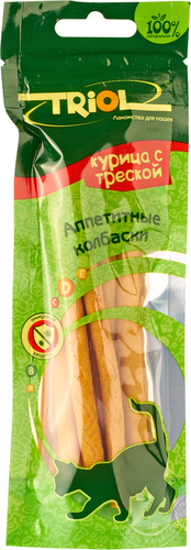 Лакомство для кошек TRIOL Аппетитные колбаски из трески с курицей, 40г, изображение