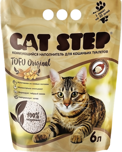 Наполнитель растительный для кошачьего туалета CAT STEP Tofu Original комкующийся, 6л, детальное фото