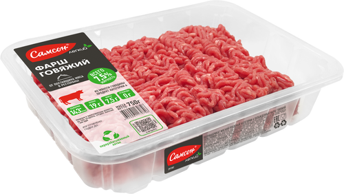 Фарш говяжий САМСОН категория А, 750г, крупный план