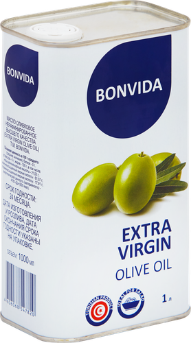Масло оливковое Extra Virgin BONVIDA Extra Virgin, 1000мл, крупный план