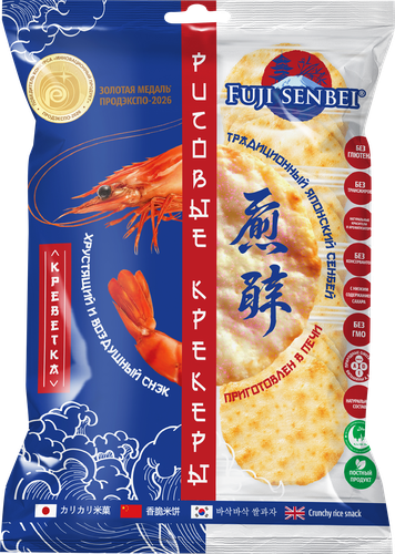 Крекеры рисовые FUJI SENBEI со вкусом креветки, 90г, детальное фото